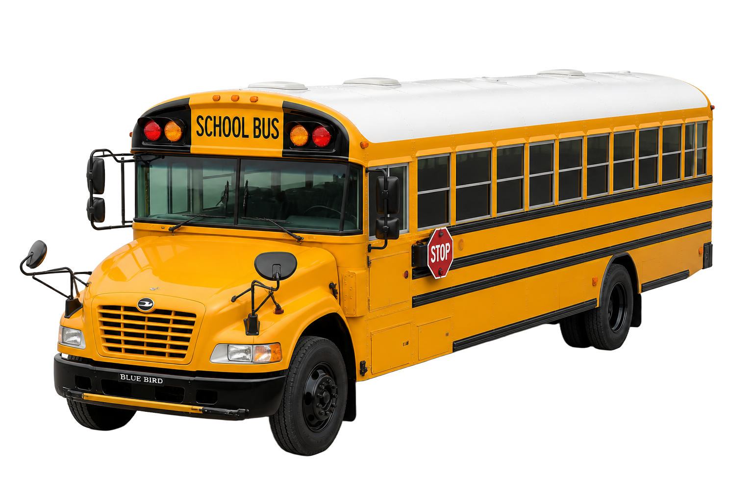 School bus showing exterior surfaces most exposed to fleet wear